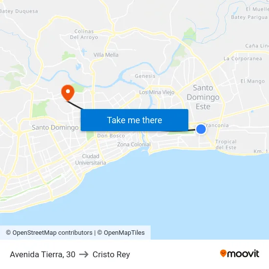 Avenida Tierra, 30 to Cristo Rey map