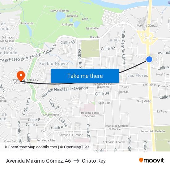 Avenida Máximo Gómez, 46 to Cristo Rey map