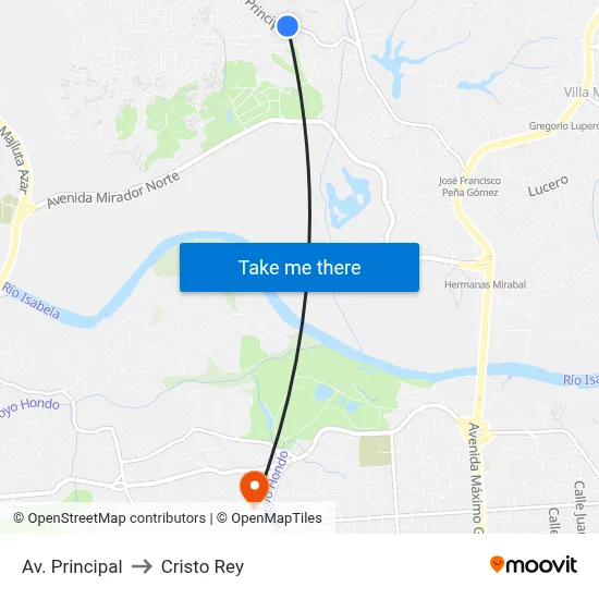 Av. Principal to Cristo Rey map