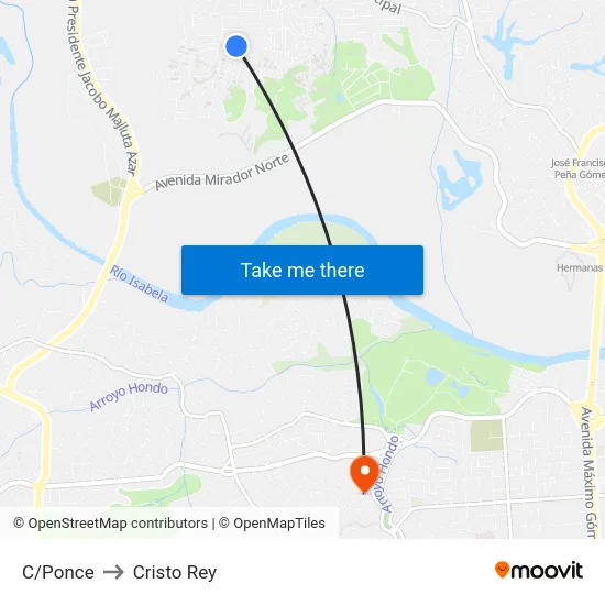 C/Ponce to Cristo Rey map