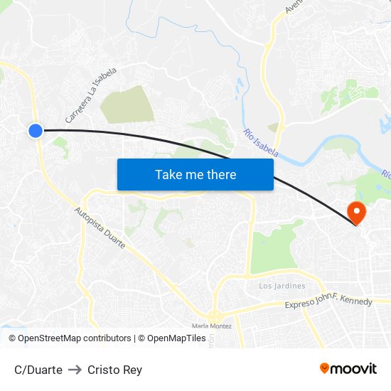 C/Duarte to Cristo Rey map
