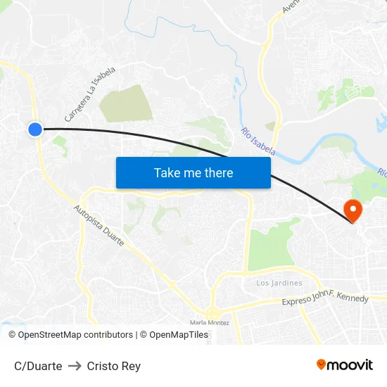 C/Duarte to Cristo Rey map