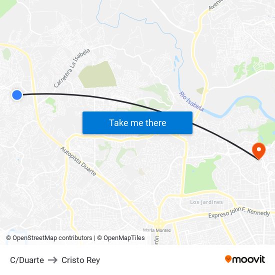 C/Duarte to Cristo Rey map