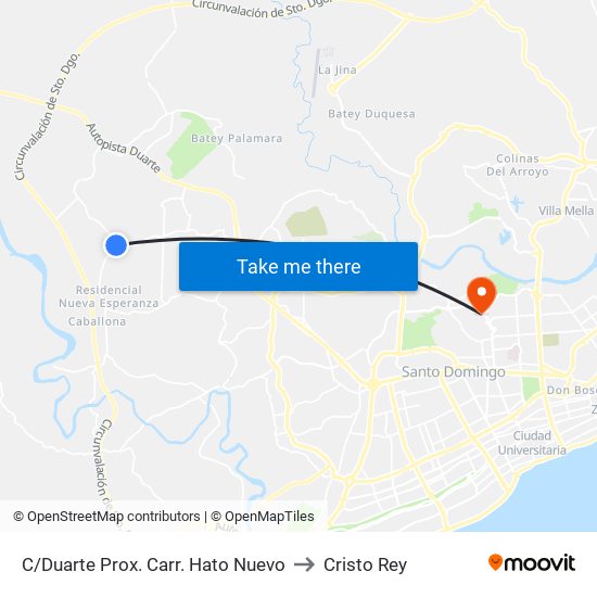 C/Duarte Prox. Carr. Hato Nuevo to Cristo Rey map