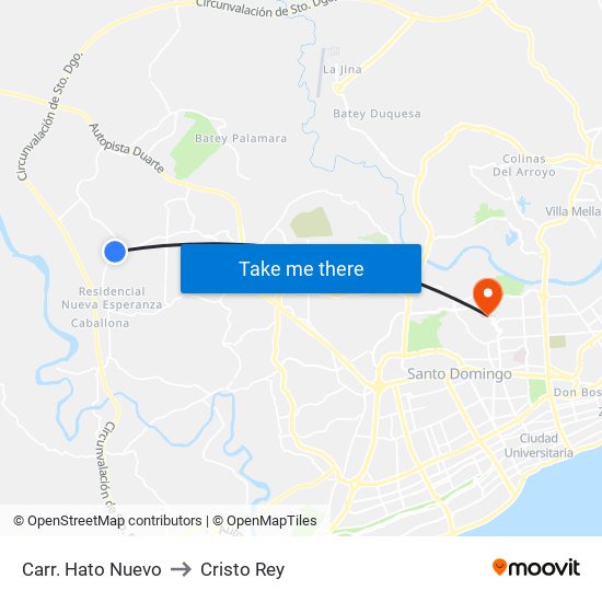 Carr. Hato Nuevo to Cristo Rey map