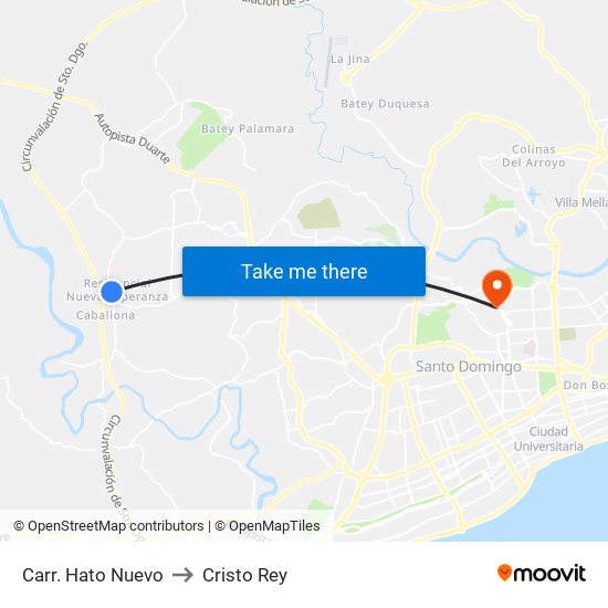 Carr. Hato Nuevo to Cristo Rey map