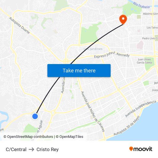 C/Central to Cristo Rey map