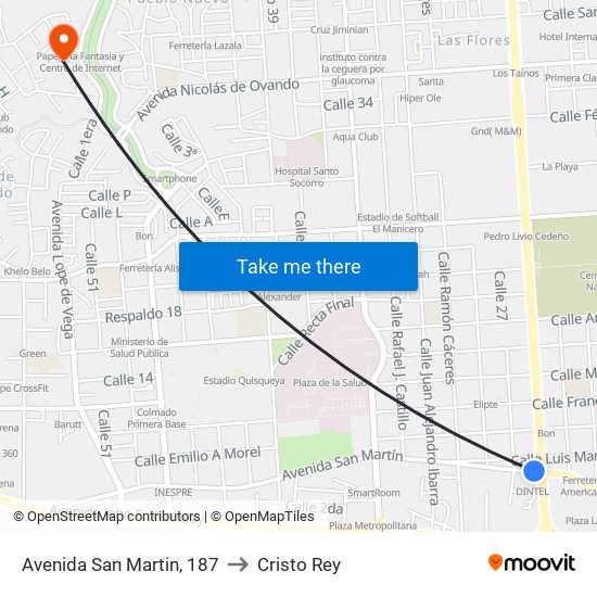 Avenida San Martin, 187 to Cristo Rey map