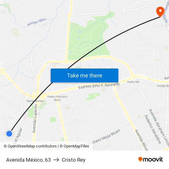 Avenida México, 63 to Cristo Rey map