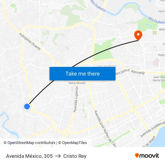 Avenida México, 305 to Cristo Rey map