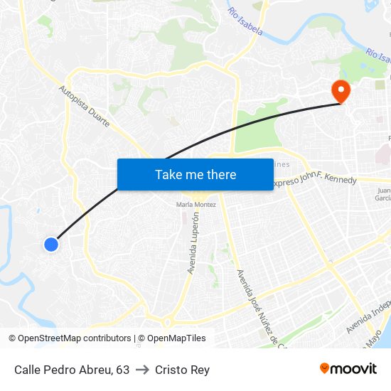 Calle Pedro Abreu, 63 to Cristo Rey map