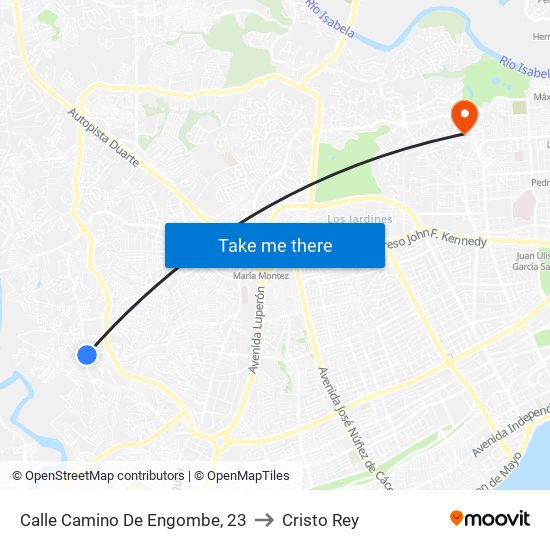 Calle Camino De Engombe, 23 to Cristo Rey map