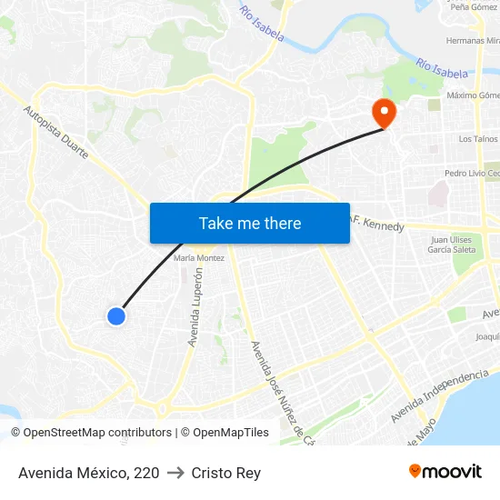 Avenida México, 220 to Cristo Rey map