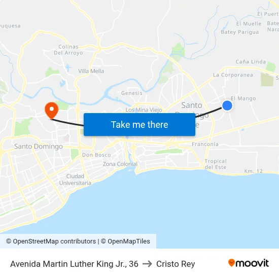 Avenida Martin Luther King Jr., 36 to Cristo Rey map