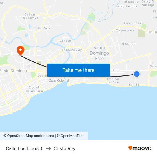 Calle Los Lirios, 6 to Cristo Rey map