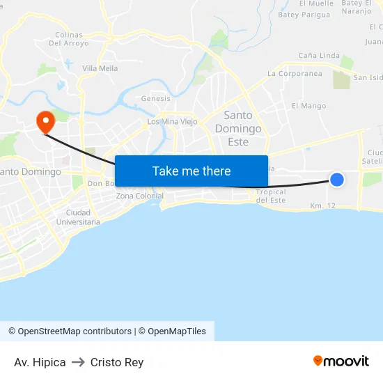 Av. Hipica to Cristo Rey map
