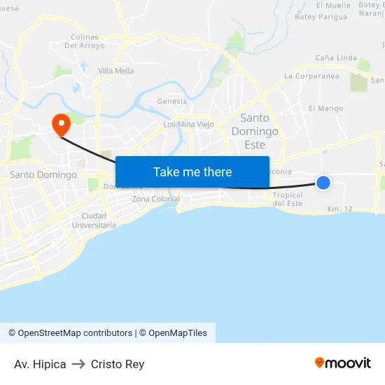 Av. Hipica to Cristo Rey map