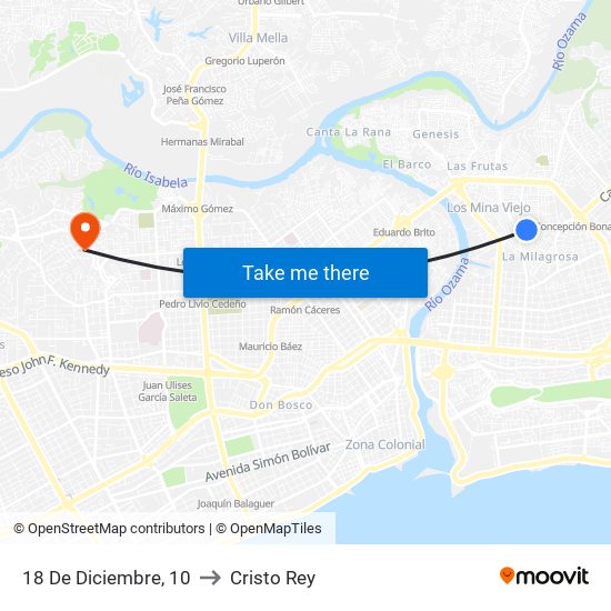 18 De Diciembre, 10 to Cristo Rey map