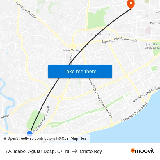 Av. Isabel Aguiar Desp. C/1ra to Cristo Rey map