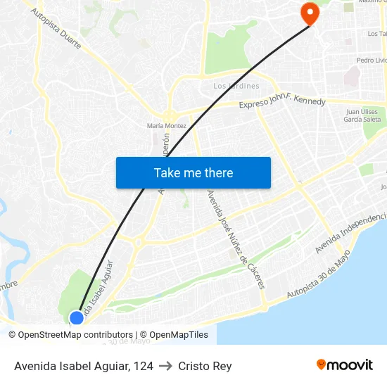 Avenida Isabel Aguiar, 124 to Cristo Rey map