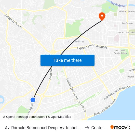 Av. Rómulo Betancourt Desp. Av. Isabel Aguiar to Cristo Rey map