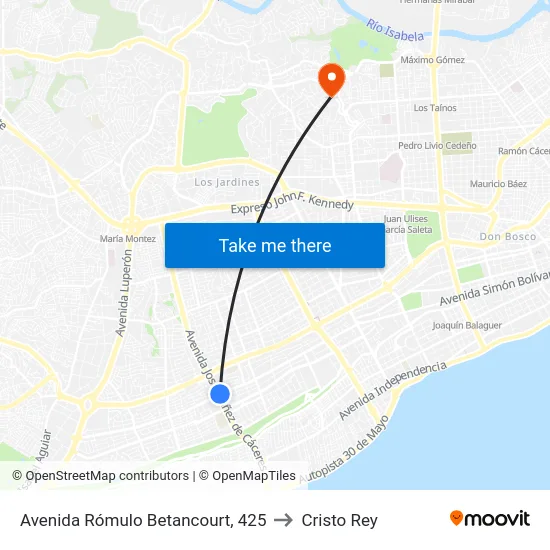 Avenida Rómulo Betancourt, 425 to Cristo Rey map