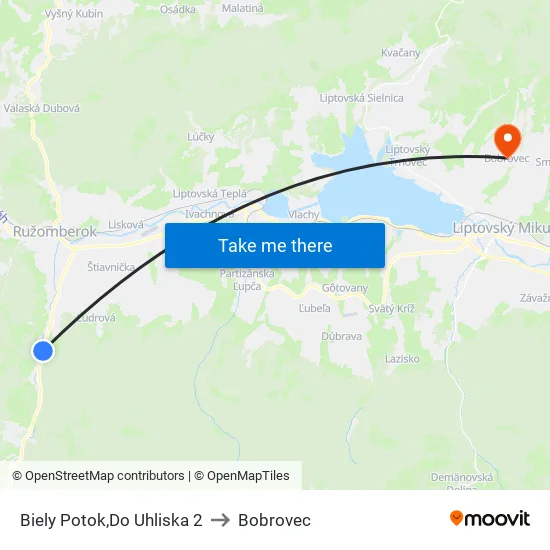 Biely Potok,Do Uhliska 2 to Bobrovec map