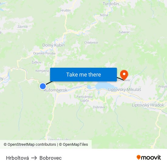 Hrboltová to Bobrovec map