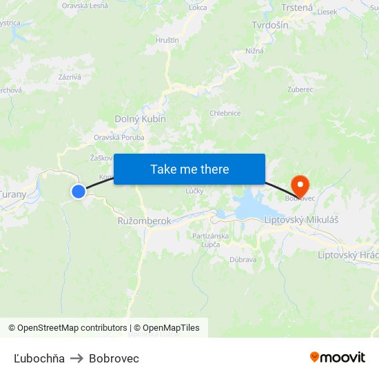 Ľubochňa to Bobrovec map