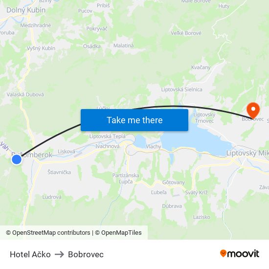 Hotel Ačko to Bobrovec map