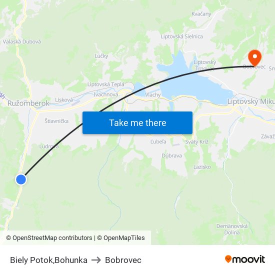 Biely Potok,Bohunka to Bobrovec map