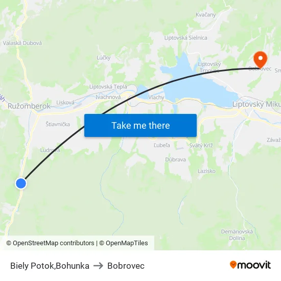 Biely Potok,Bohunka to Bobrovec map