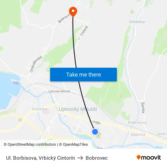 Ul. Borbisova, Vrbický Cintorín to Bobrovec map