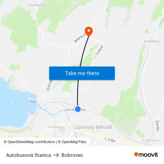 Autobusová Stanica to Bobrovec map