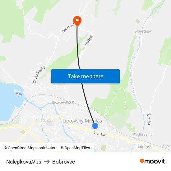 Nálepkova,Vps to Bobrovec map