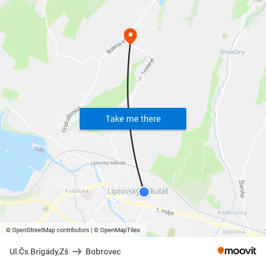 Ul.Čs.Brigády,Zš to Bobrovec map