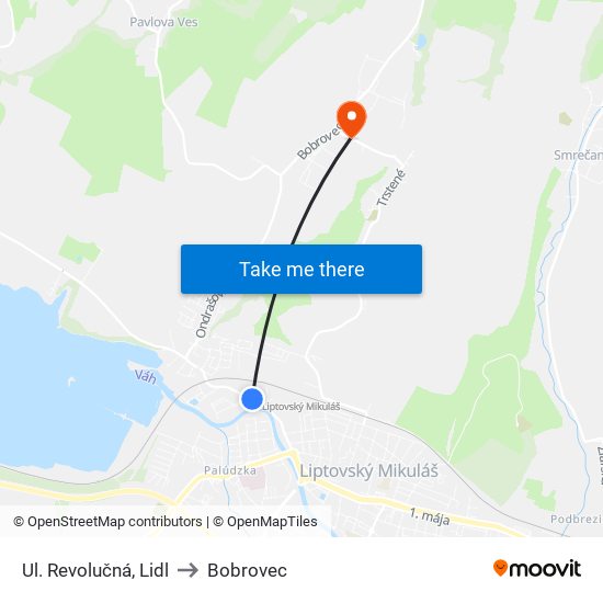 Ul. Revolučná, Lidl to Bobrovec map