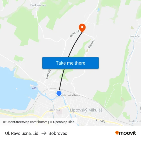 Ul. Revolučná, Lidl to Bobrovec map