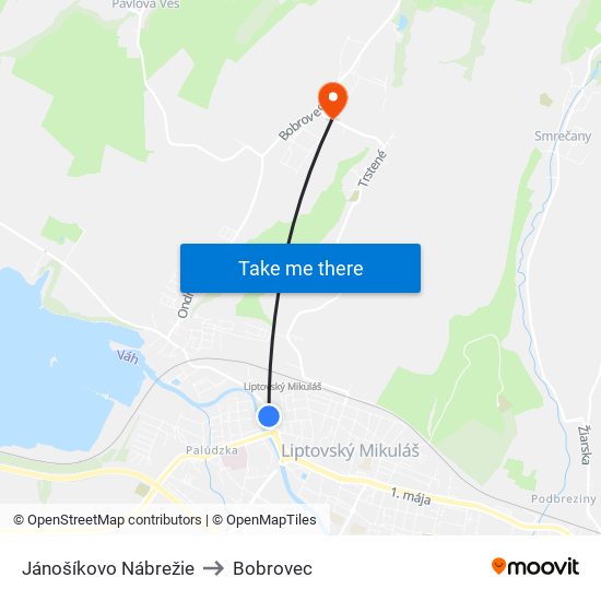 Jánošíkovo Nábrežie to Bobrovec map