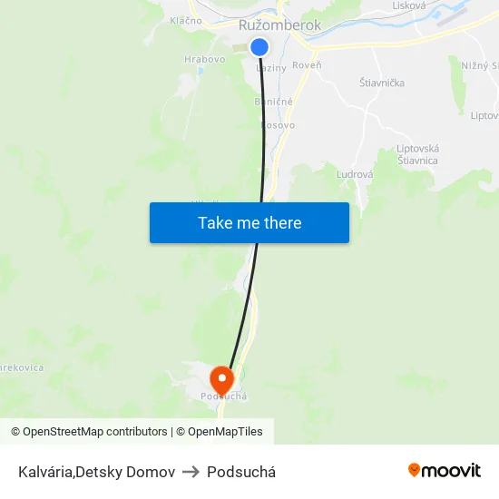 Kalvária,Detsky Domov to Podsuchá map