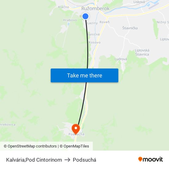 Kalvária,Pod Cintorínom to Podsuchá map