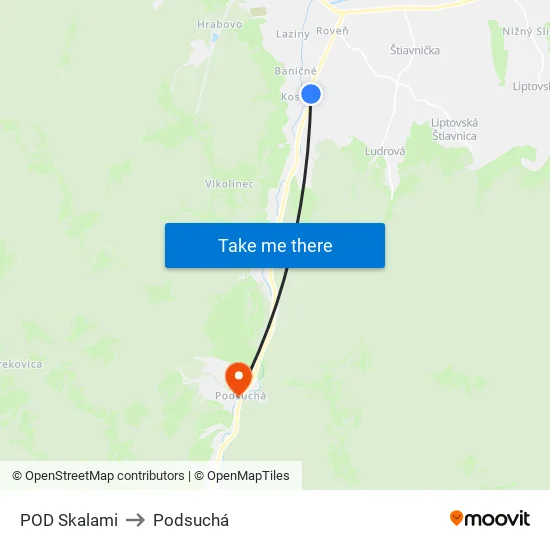 POD Skalami to Podsuchá map