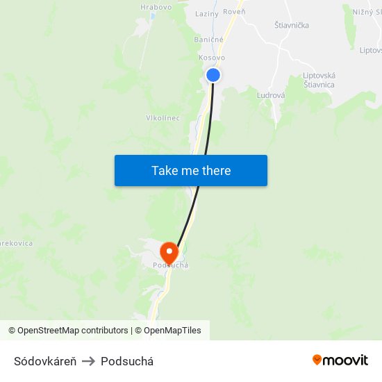 Sódovkáreň to Podsuchá map