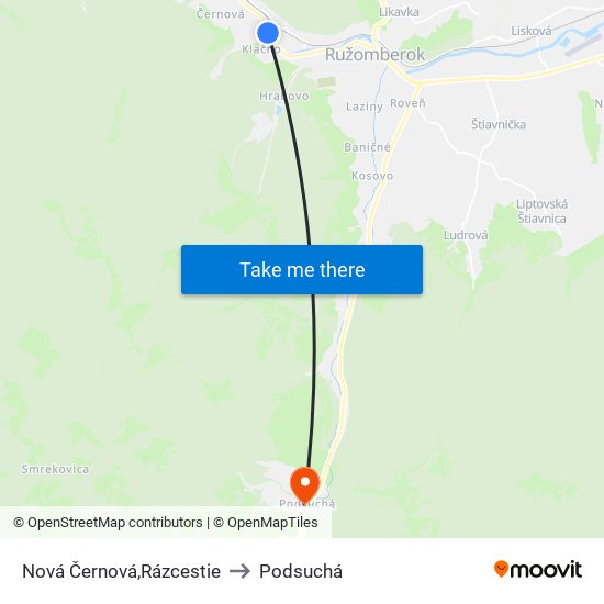 Nová Černová,Rázcestie to Podsuchá map