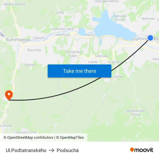 Ul.Podtatranského to Podsuchá map