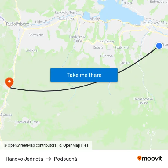 Iľanovo,Jednota to Podsuchá map
