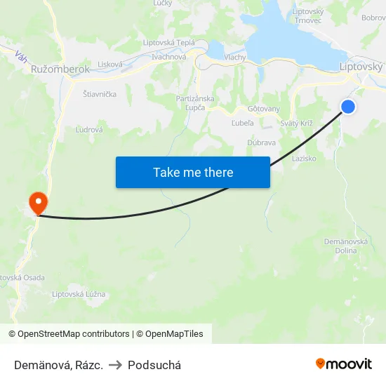Demänová, Rázc. to Podsuchá map
