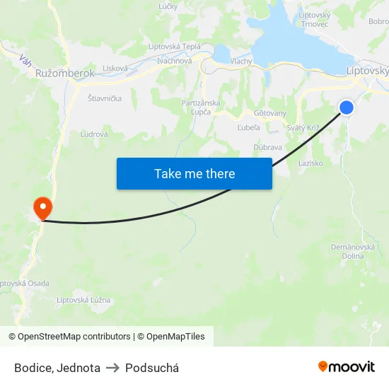Bodice, Jednota to Podsuchá map