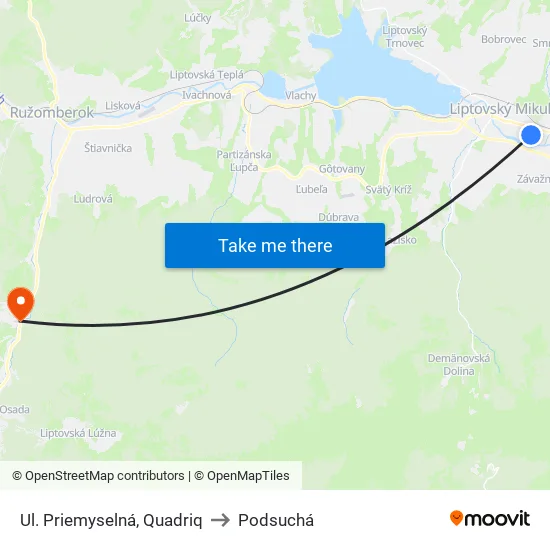 Ul. Priemyselná, Quadriq to Podsuchá map