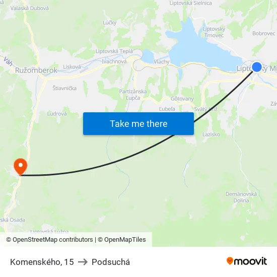 Komenského, 15 to Podsuchá map